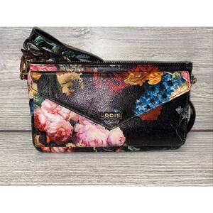 Lodis Leather Wallet Organizer Floral Crossbody Purse New! (E6)